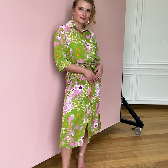 Floral Green and Pink Dress - Picture 2 of 6